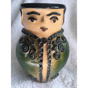 Ornate Woman Lady Artistic Pitcher Jug Hidi 2000 Pottery 5.75" Signed